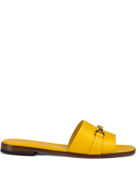  Doucal's Leather Slides - Yellow 