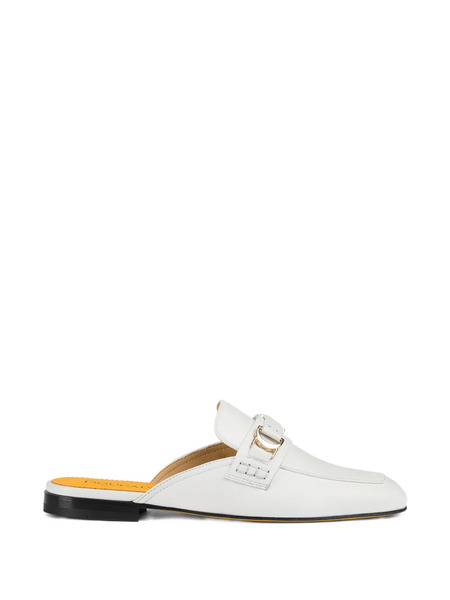  Doucal's Metal-detail Leather Mules - White 