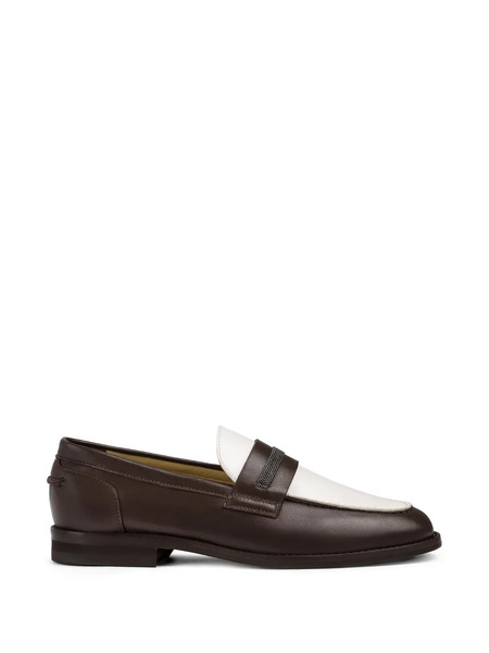  Doucal's Micro-studs Leather Loafers - Brown 