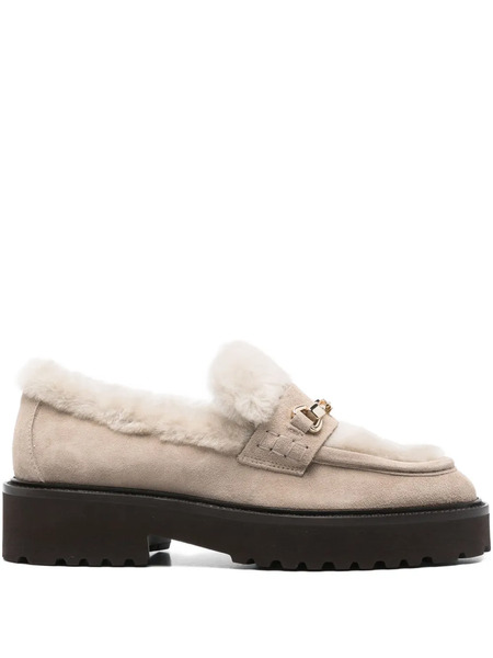  Doucal's 40mm Shearling Platform Loafers - Neutrals 