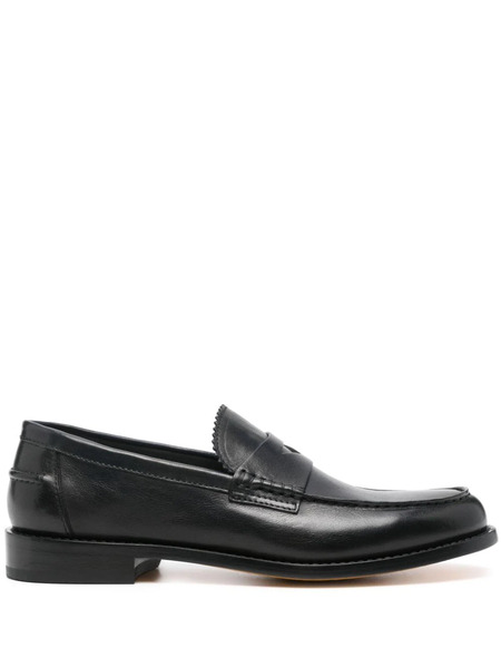  Doucal's Pebbled-leather Loafers - Black 