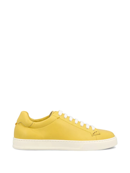  Doucal's Round-toe Leather Sneakers - Yellow 