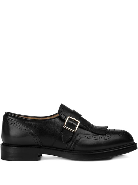  Doucal's Single-buckle Fringe Derby Shoes - Black 