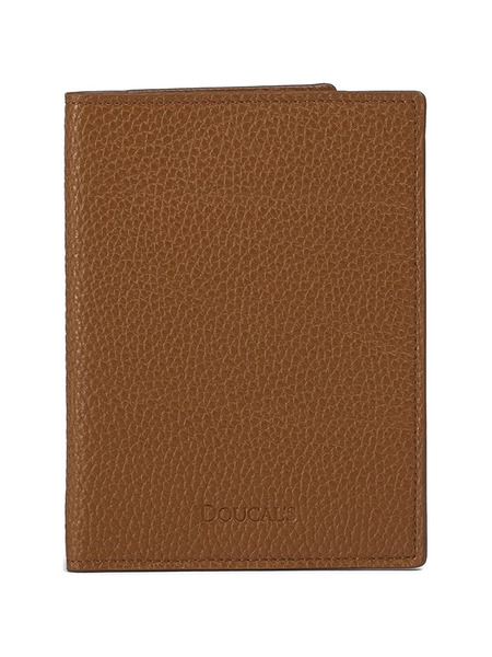  Doucal's Tumbled Leather Passport Holder - Brown 