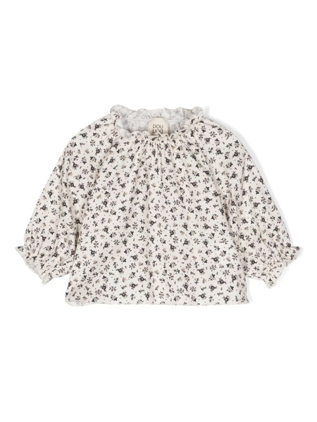  Douuod Kids Eucelade Floral-print Cotton Blouse - Neutrals 
