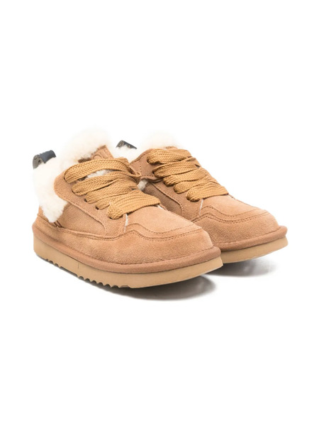  Douuod Kids Faux-fur Trimmed Suede Sneakers - Neutrals 