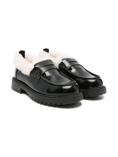  Douuod Kids Fur-trimmed Loafers - Black 