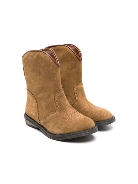  Douuod Kids Logo-debossed Suede Boots - Brown 