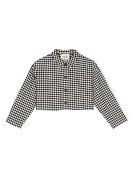  Douuod Kids Lucky Gingham Cropped Jacket - Black 