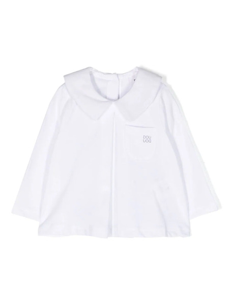  Douuod Kids Peter Pan-collar Cotton Blouse - White 
