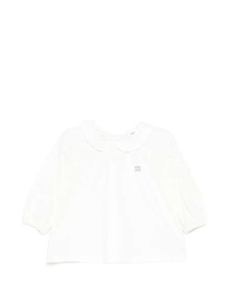  Douuod Kids Peter Pan-collar Top - White 
