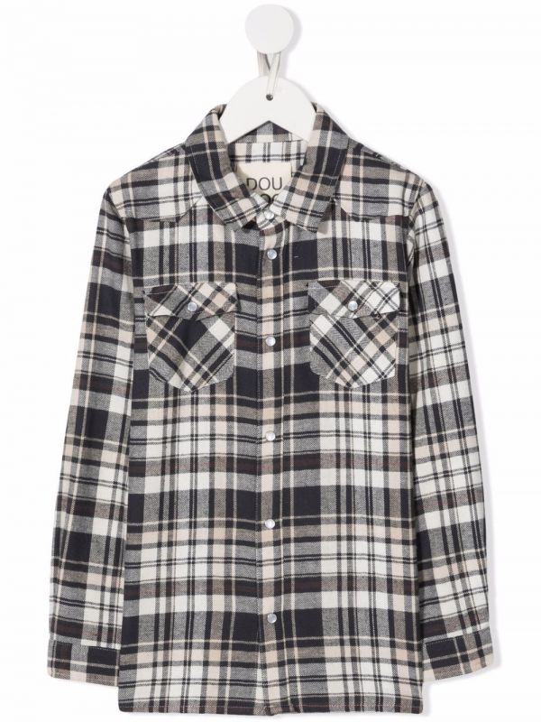  Douuod Kids Plaid-check Print Shirt - Neutrals 
