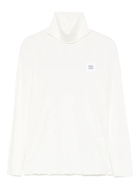  Douuod Kids Ribbed Turtleneck Top - White 