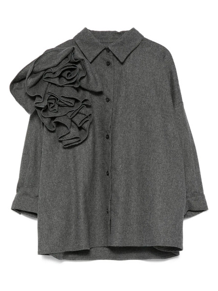  Douuod Kids Ruffle-shoulder Shirt Dress - Grey 