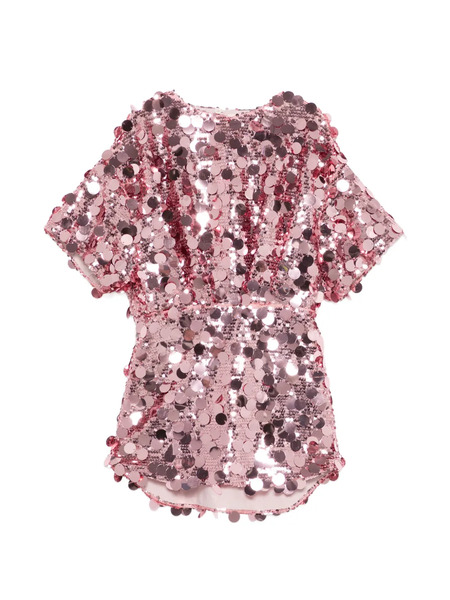  Douuod Kids Sequin Short Sleeve Dress - Pink 