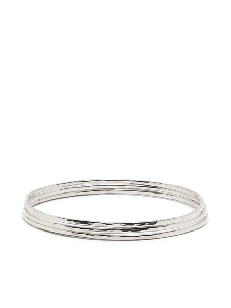  Dower And Hall Hammered Nomad 2mm Bangle Set - Silver 