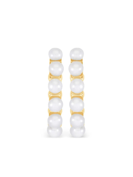  Dower And Hall Large White Timeless Pearl Hoops Earings - Gold 