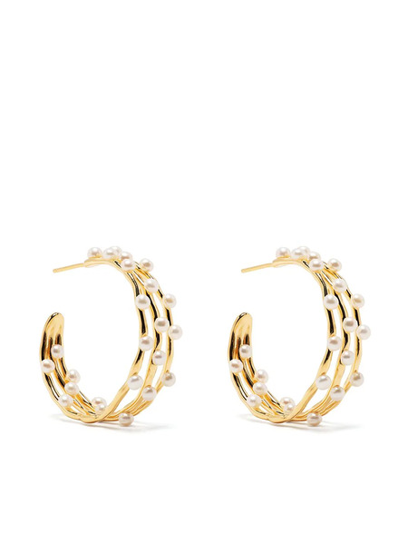  Dower And Hall Pearl Triple-row Hoop Earrings - Gold 