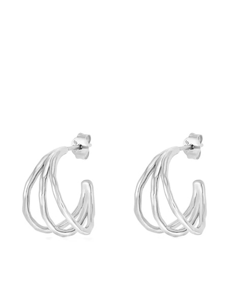  Dower And Hall Small Triple Row Waterfall Hoop Earrings - Silver 