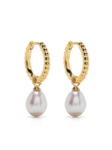  Dower And Hall Timeless Oval Pearl Hoops - Gold 