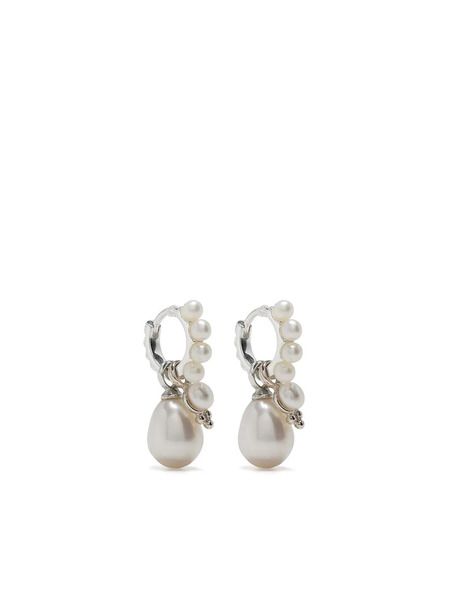  Dower And Hall Timeless Pearl Hoop Earrings - Silver 