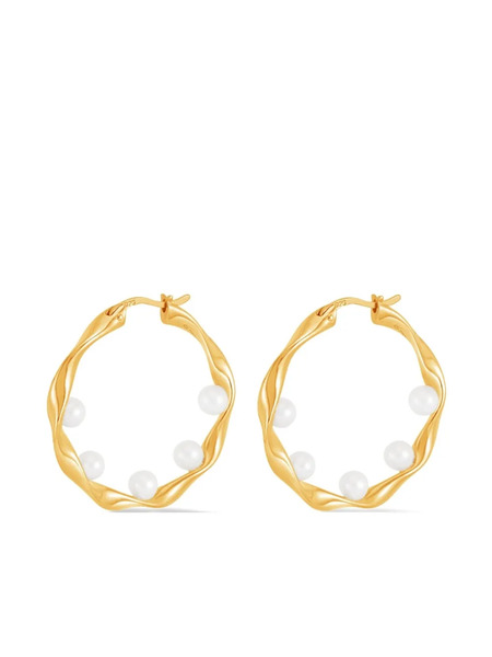  Dower And Hall Waterfall Baroque Pearl Hoop Earrings - Gold 