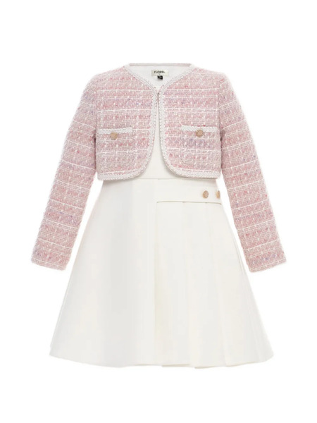  Dress & Fleur Florel Pleated Dress Set - Neutrals 