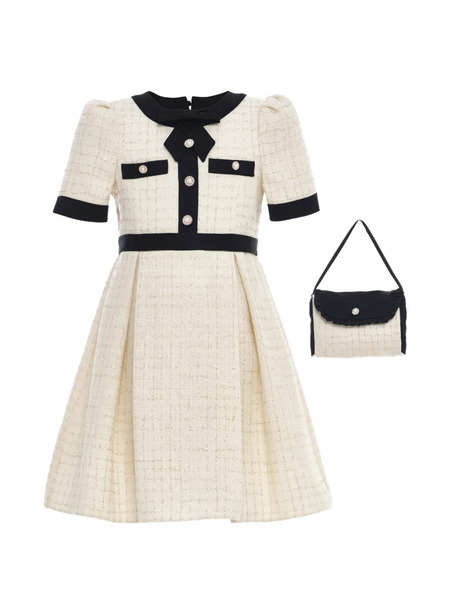  Dress & Fleur Tweed-construction Belted Dress - Neutrals 
