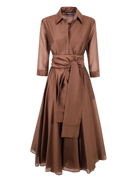  Drhope Belted Midi Dress - Brown 