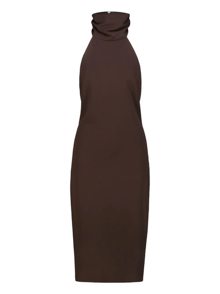  Drhope Halterneck Backless Dress - Brown 