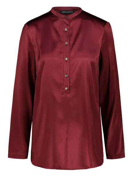  Drhope Mandarin-collar Silk Top - Red 
