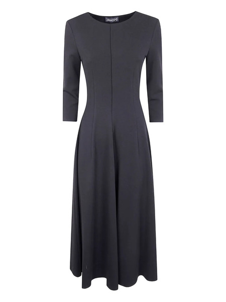  Drhope Quarter-sleeve Pleated Midi Dress - Black 