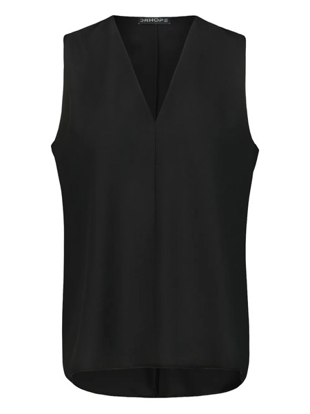  Drhope V-neck Raw-edge Top - Black 