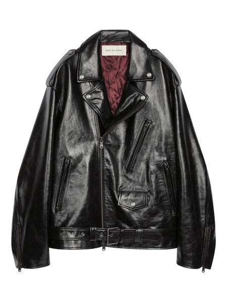  Dries Van Noten Belted Biker Jacket - Black 