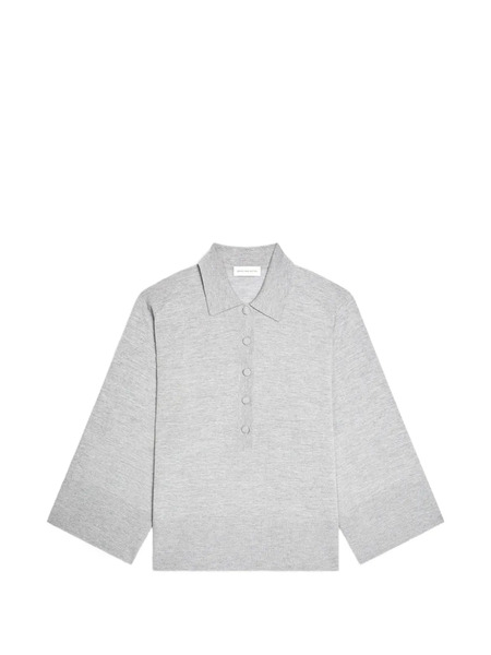  Dries Van Noten Button Wide-sleeved Polo Top - Grey 