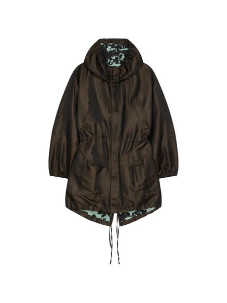  Dries Van Noten Changeant Hooded Parka - Brown 