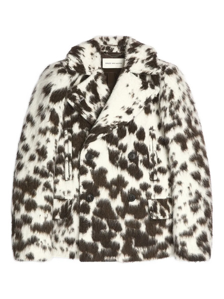  Dries Van Noten Cowhide-pattern Double-breasted Jacket - Brown 