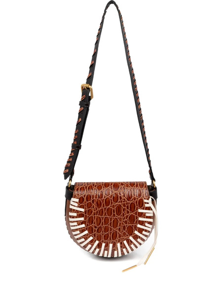  Dries Van Noten Crocodile-effect Braided-strap Crossbody Bag - Brown 