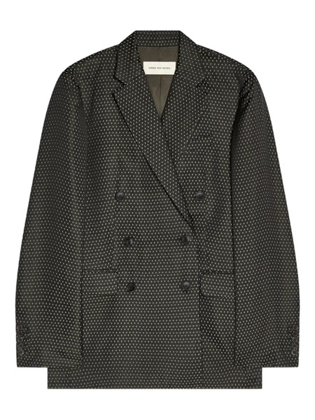 Dries Van Noten Double-breasted Jacquard Blazer - Black 