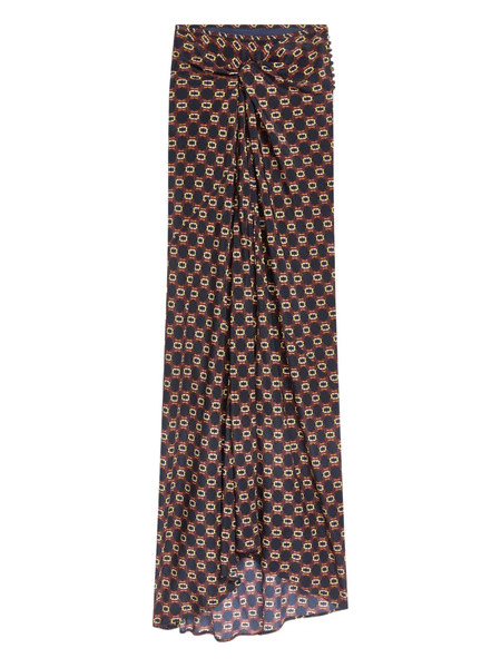  Dries Van Noten Draped Tie-print Maxi Skirt - Brown 