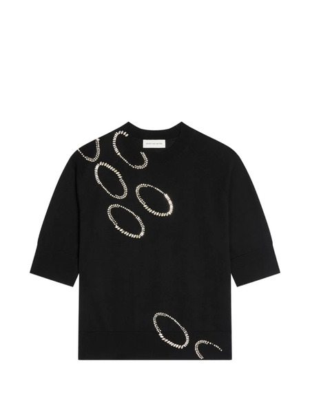  Dries Van Noten Embellished Knitted Top - Black 
