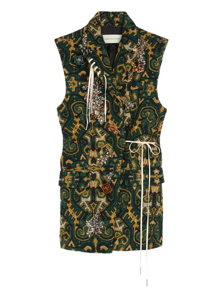  Dries Van Noten Embellished Sleeveless Blazer - Green 