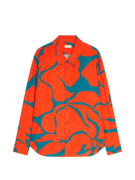  Dries Van Noten Floral Loose Shirt - Orange 