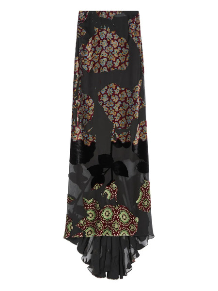  Dries Van Noten Floral-print Ruffled Skirt - Black 