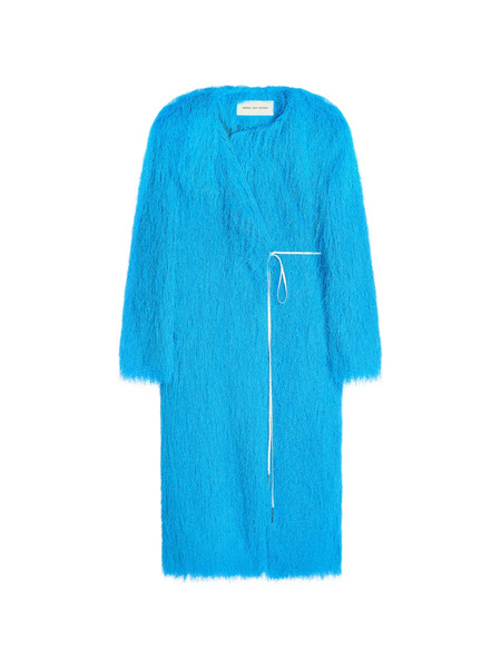  Dries Van Noten Fringed V-neck Coat - Blue 
