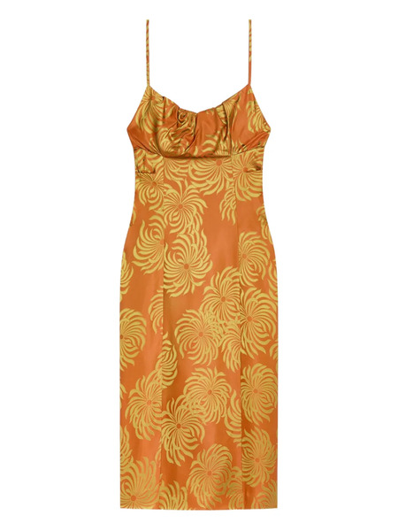  Dries Van Noten Geometric-pattern Midi Dress - Orange 