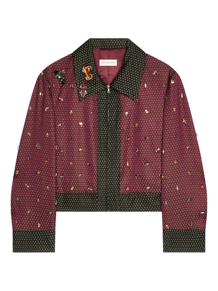  Dries Van Noten Jacquard Cropped Jacket - Red 
