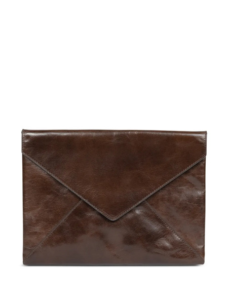  Dries Van Noten Leather Clutch Bag - Brown 