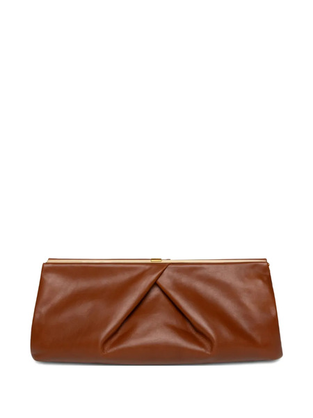  Dries Van Noten Medium Pleated-detail Leather Clutch Bag - Brown 
