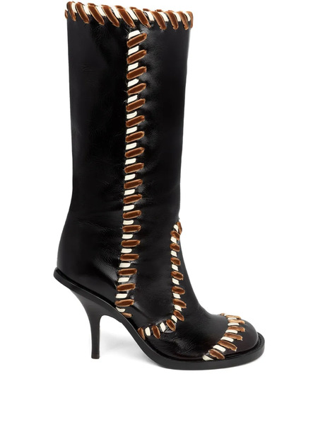  Dries Van Noten 90mm Leather Round-toe Boots - Black 